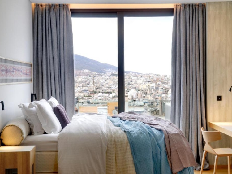 Schlafzimmer mit Ausblick, coco mat hotel, athen, Griechenland